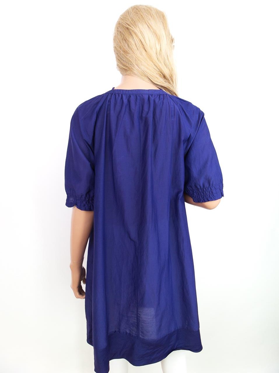 Dranella T. 36 Morado Blusa Túnica Seda Manga corta Bordado - Imagen 3 de 5