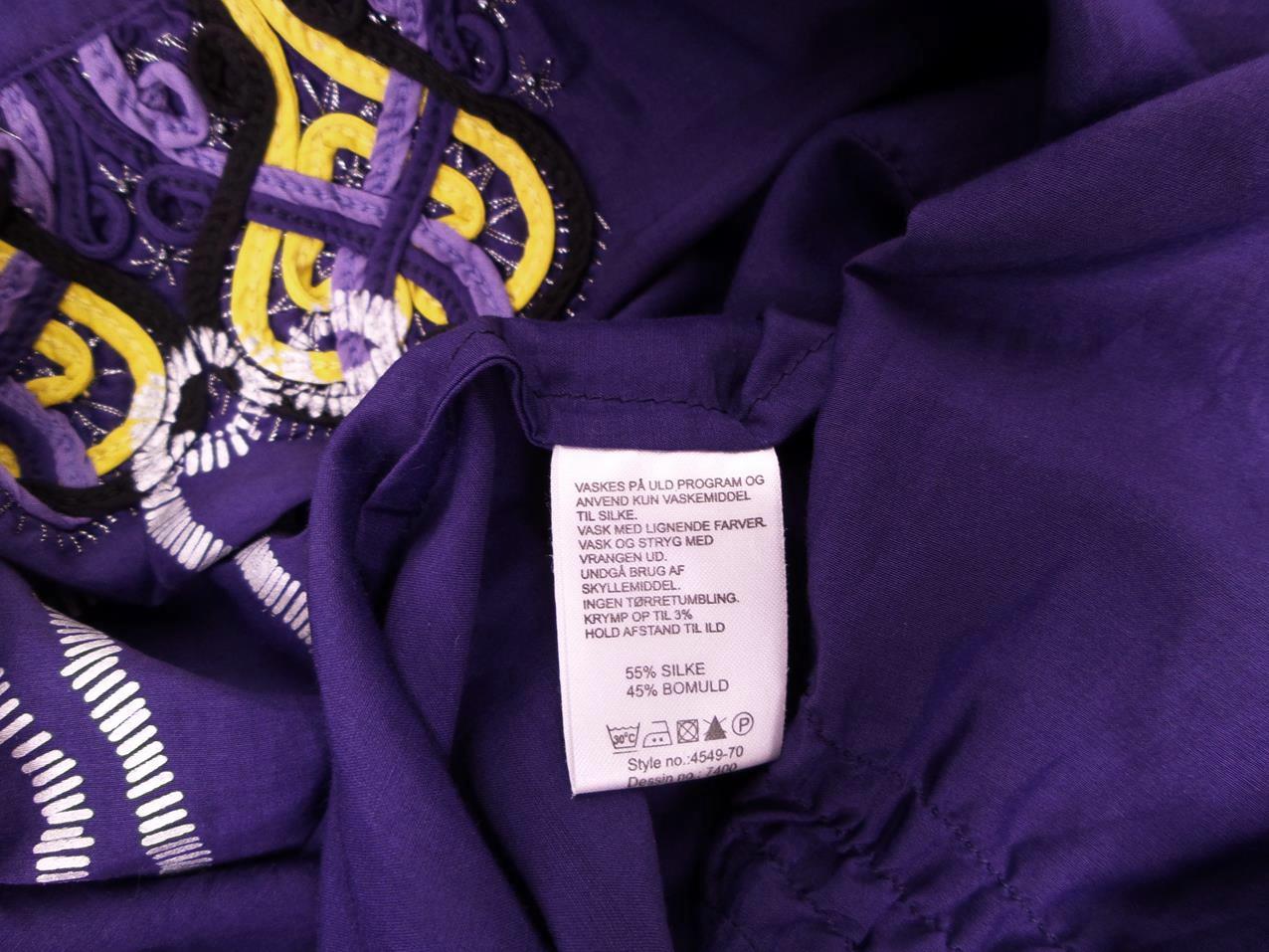 Dranella T. 36 Morado Blusa Túnica Seda Manga corta Bordado - Imagen 5 de 5