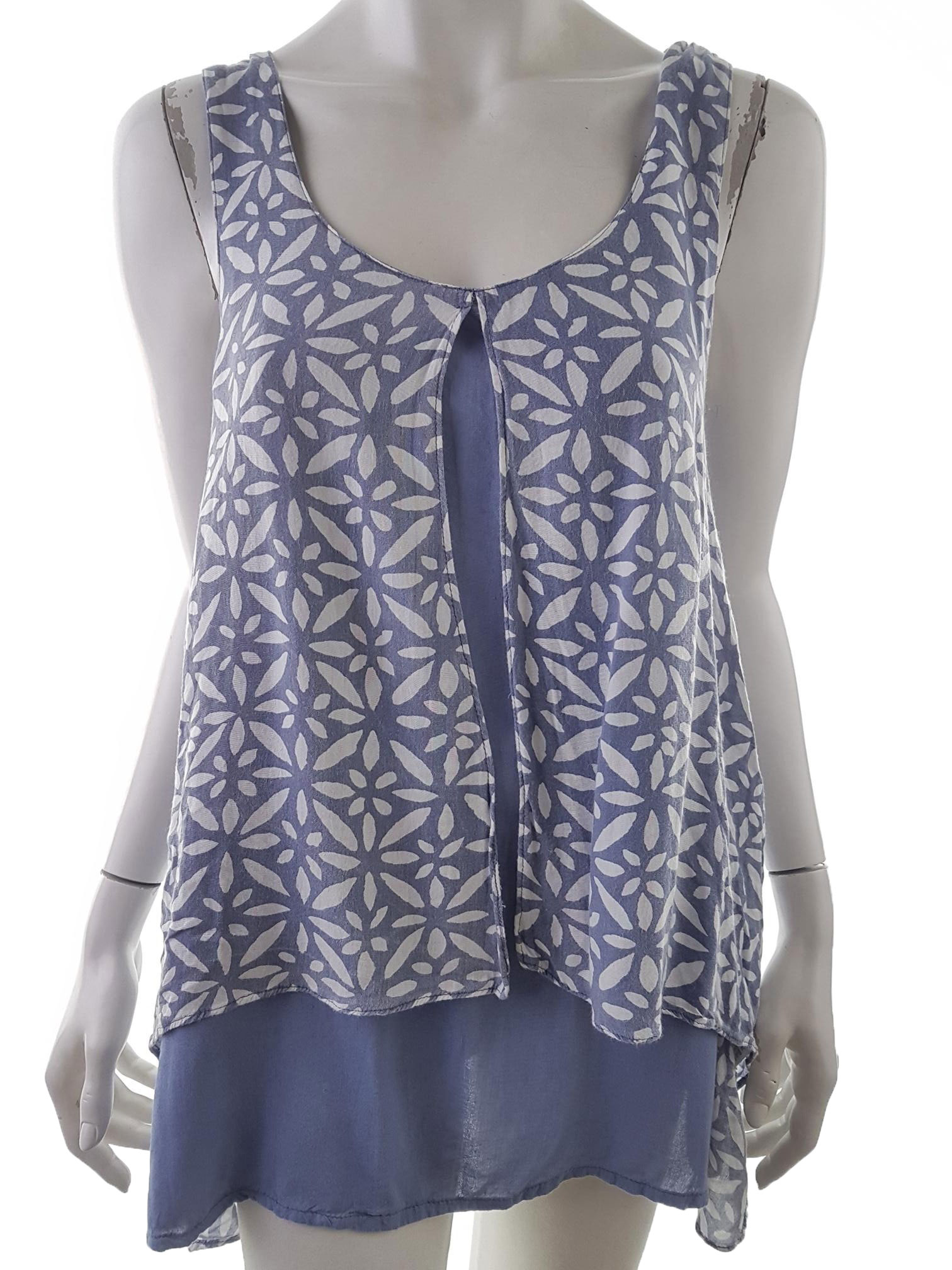 Goubi  Size S Purple Tunic Blouse Sleeveless Geometric