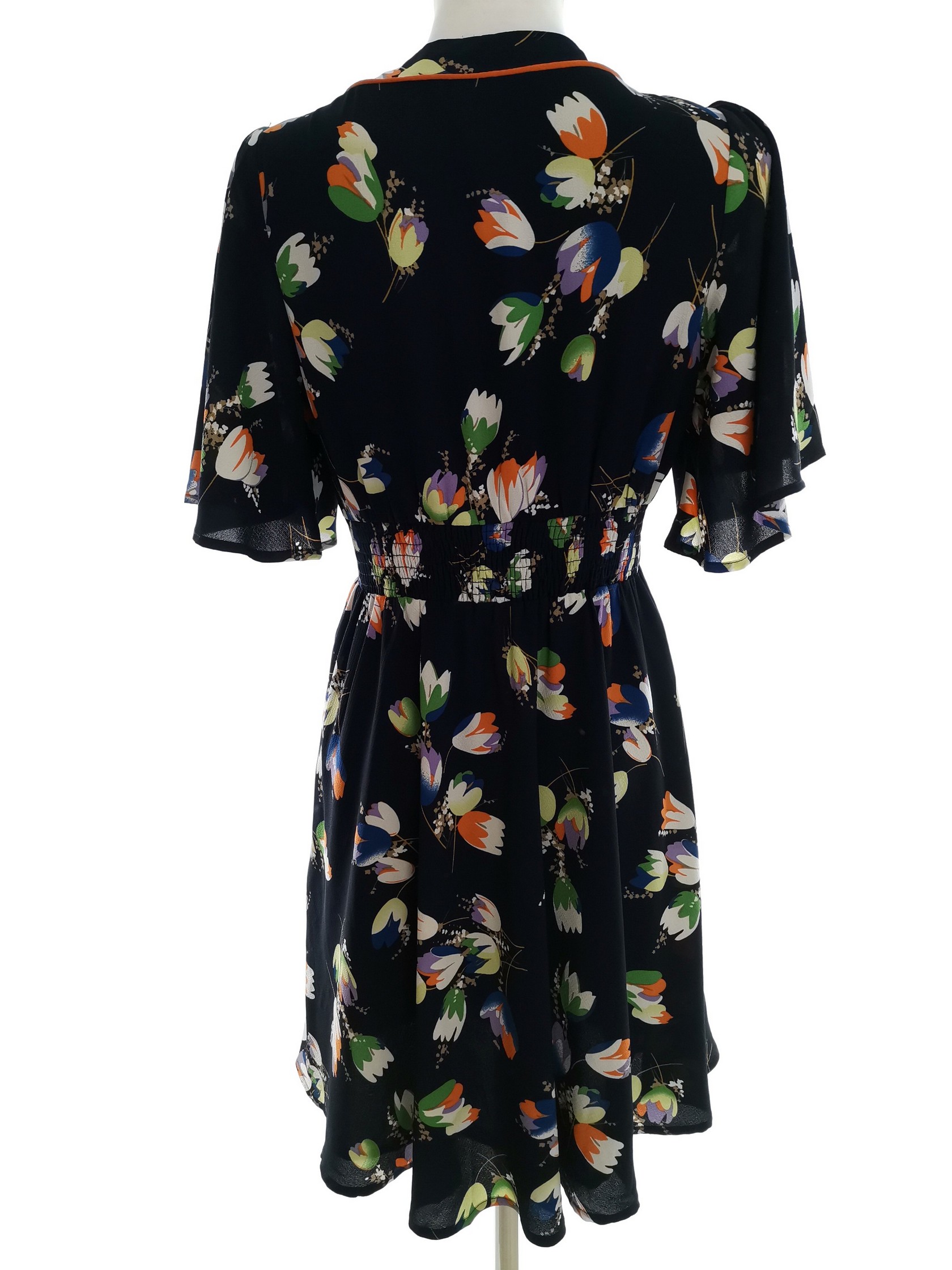 Louche Size 10 (36) Navy Knee-Length Flared Dress Short Sleeve - Picture 3 of 5