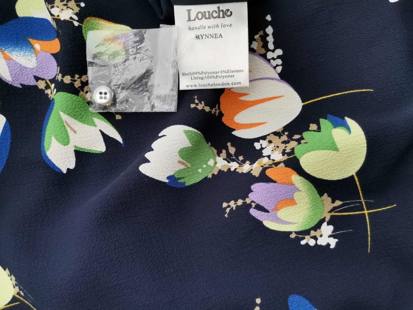 Louche Size 10 (36) Navy Knee-Length Flared Dress Short Sleeve - Picture 5 of 5